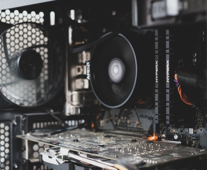 Internal view of a desktop PC.