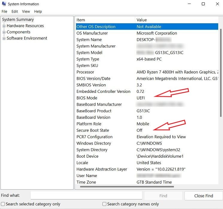 BIOS Mode is set to UEFI.