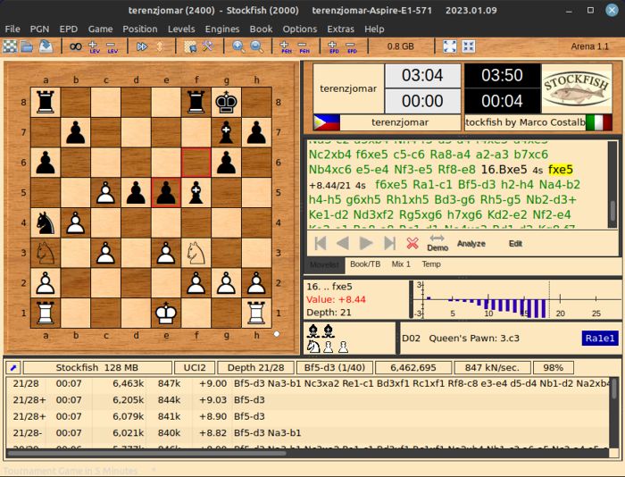 Arena Chess Running Stockfish As Black