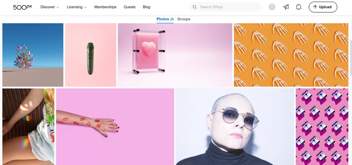 500px app interface overview.