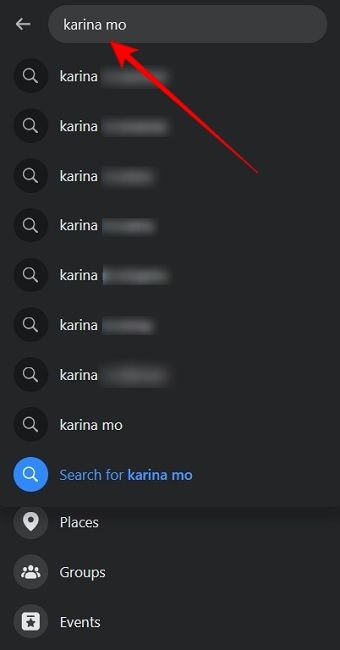 Blocked Facebook Search Button