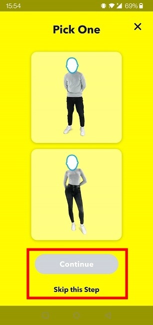 Cameos Selfie Snapchat Body Options