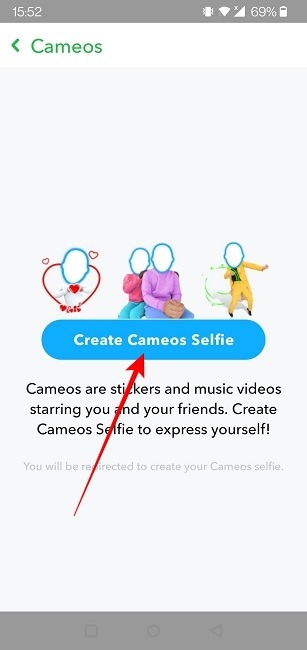 Cameos Selfie Snapchat Create Initial Button