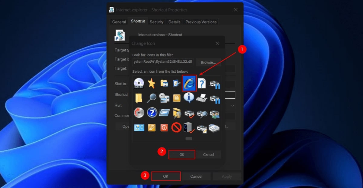 Selecting Internet Explorer icon. 