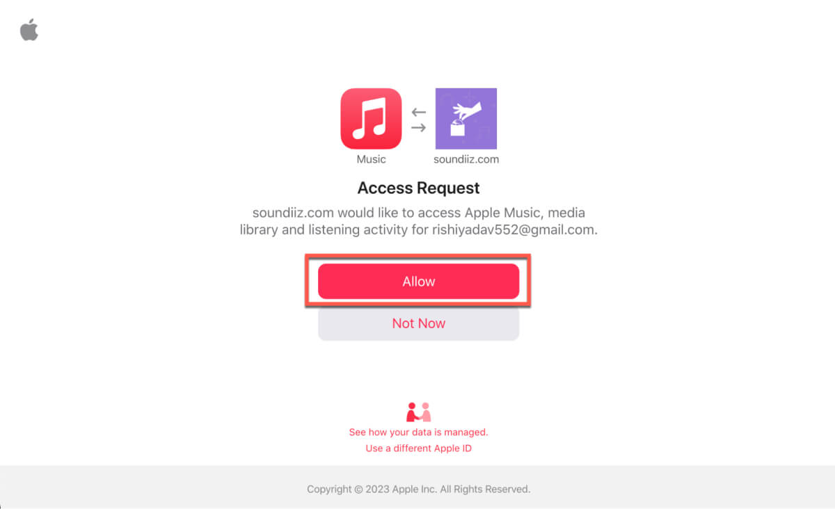 Click Allow Transfer Spotify Playlist To Apple Music