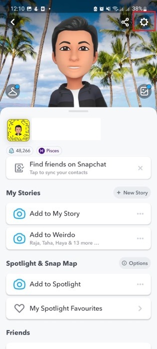 Go to Settings in the Snapchat app.