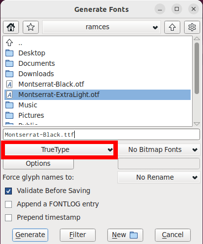 Convert Fonts Ubuntu 08 Drop Down Select
