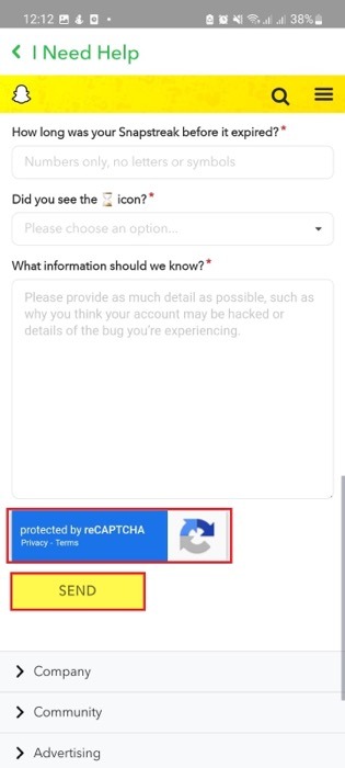 Pressing "Send" button to send request.