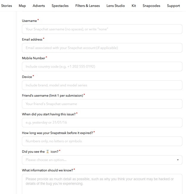 Snapchat request from overview.