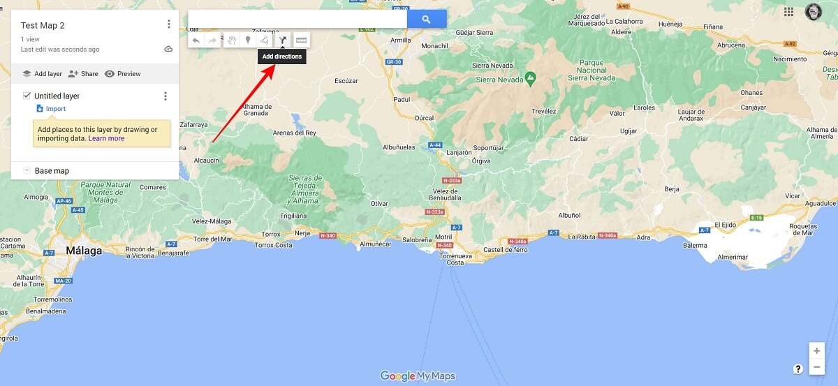 "Add Directions" options in My Maps by Google Maps.