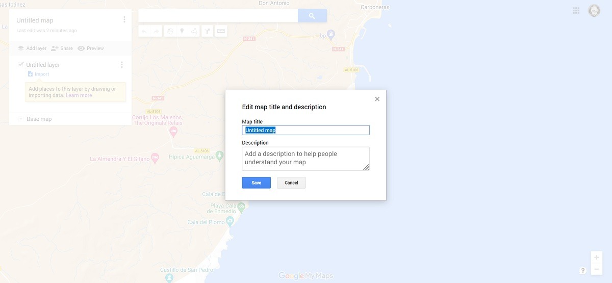 Name new map in My Maps.