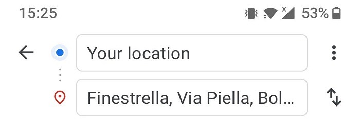 "Your location" option in directions via the Google Maps app.