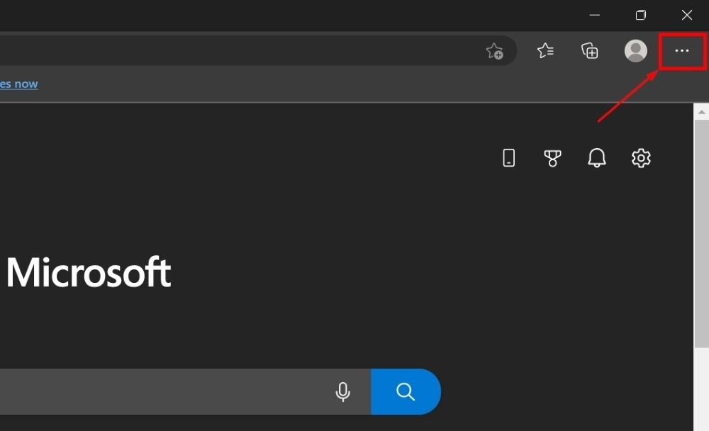 Horizontal dots menu in Microsoft Edge.