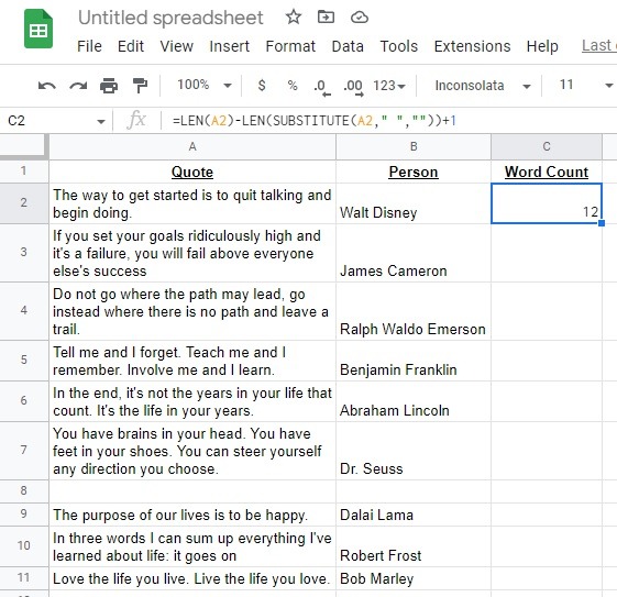 How To Check The Word Count In A Google Sheet Len