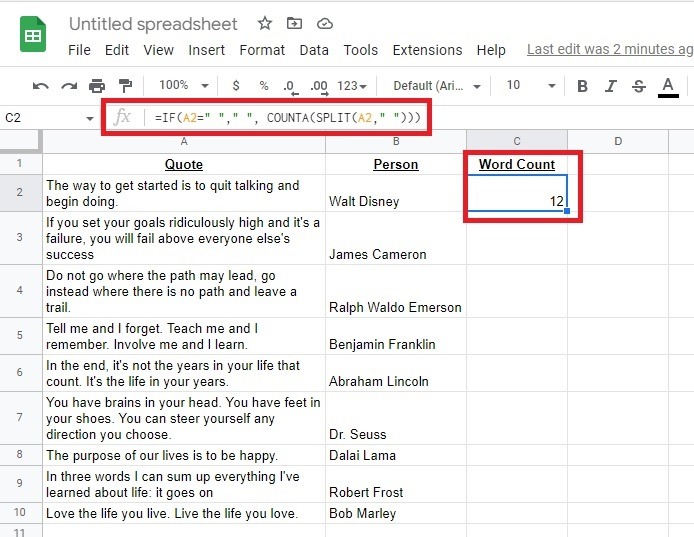 How To Check The Word Count In A Google Sheet Split Single