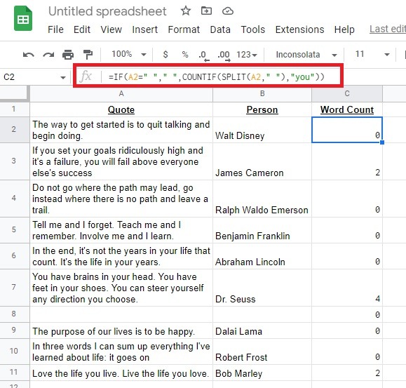 How To Check The Word Count In A Google Sheet Word
