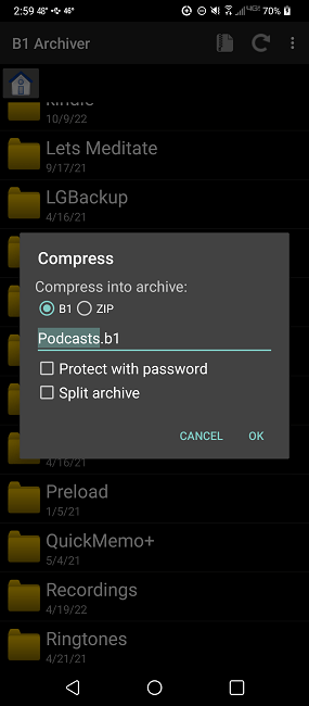 How To Compress And Extract Files On Android B1 Compress Choose