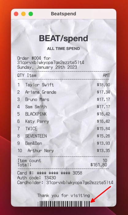 How To Make Beatspend Spotify Receipt Macbook Click Barcode