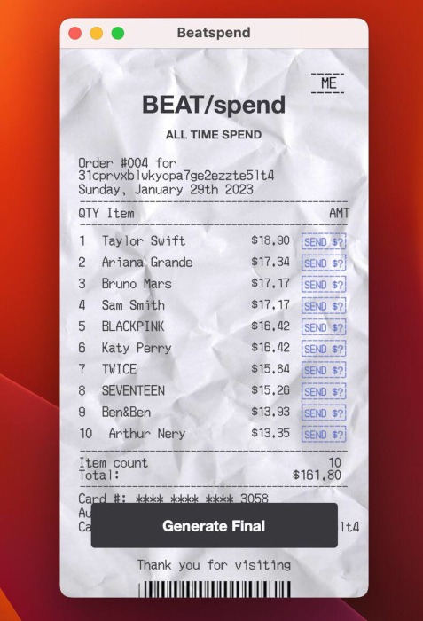 How To Make Beatspend Spotify Receipt Macbook Generated Receipt