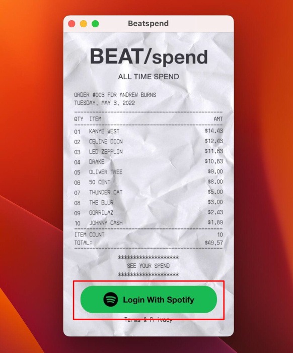 How To Make Beatspend Spotify Receipt Macbook Login With Spotify