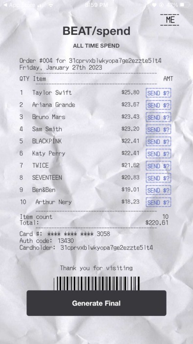 How To Make Beatspend Spotify Receipt Phone Generated Receipt