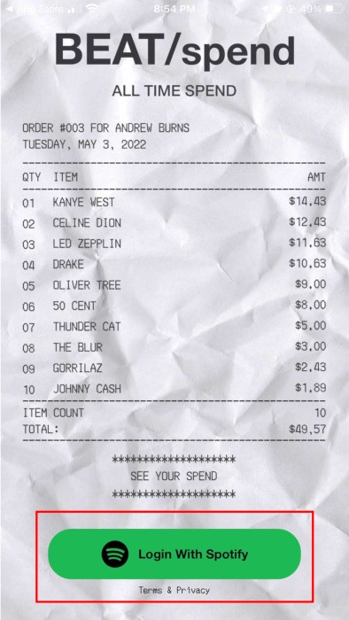 How To Make Beatspend Spotify Receipt Phone Login With Spotify