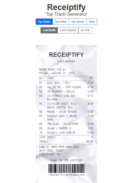 How To Make Receiptify Spotify Receipt Desktop Generated Receipt