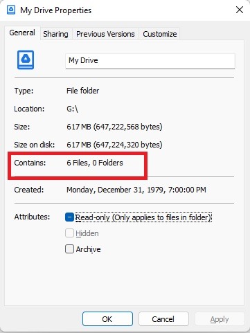 How To See The Number Of Files In A Google File Folder Desktop Properties Total