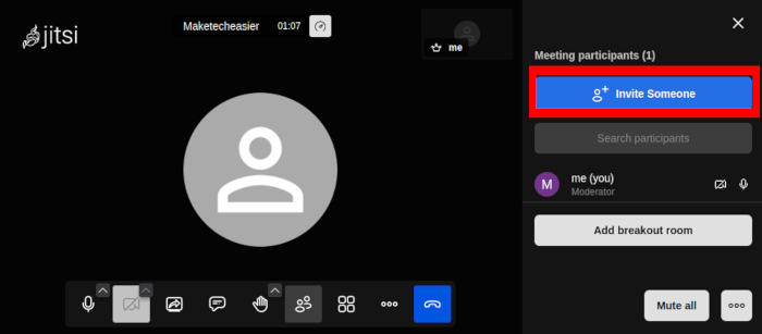 Install Jitsi Linux 33 Click Invite New User