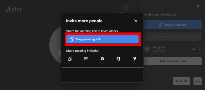 Install Jitsi Linux 34 Copy Conference Link Button