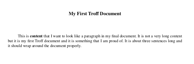 A PDF output of a Troff document that shows a single word in boldface.