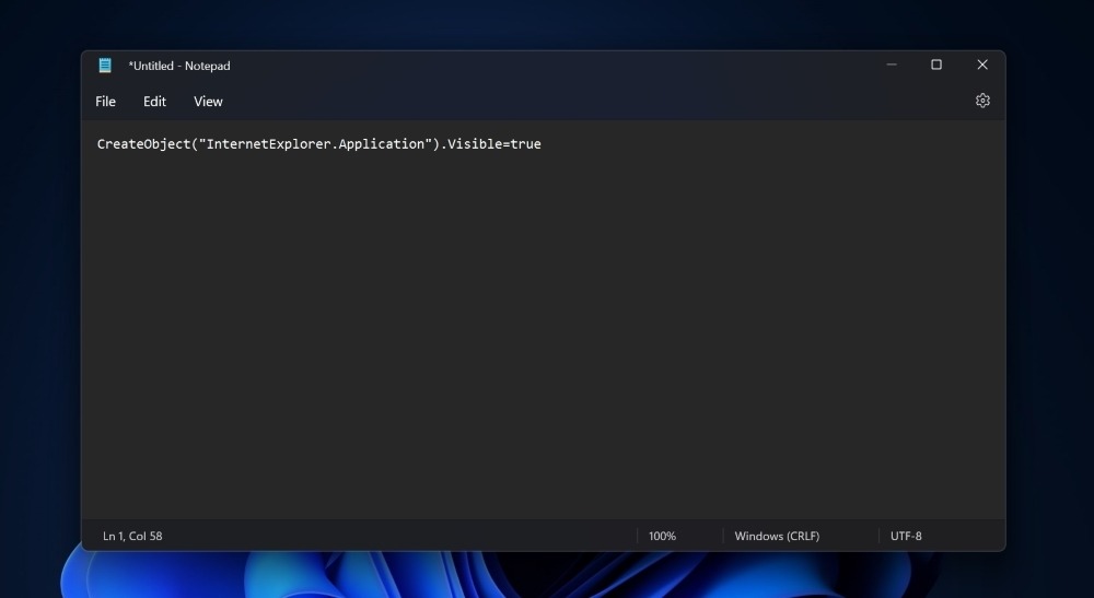 Typing command in Notepad.