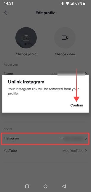 Unlink Instagram from TikTok.