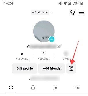 Instagram icon on TikTok profile.