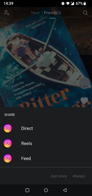 Sharing options for Instagram for TikTok video.