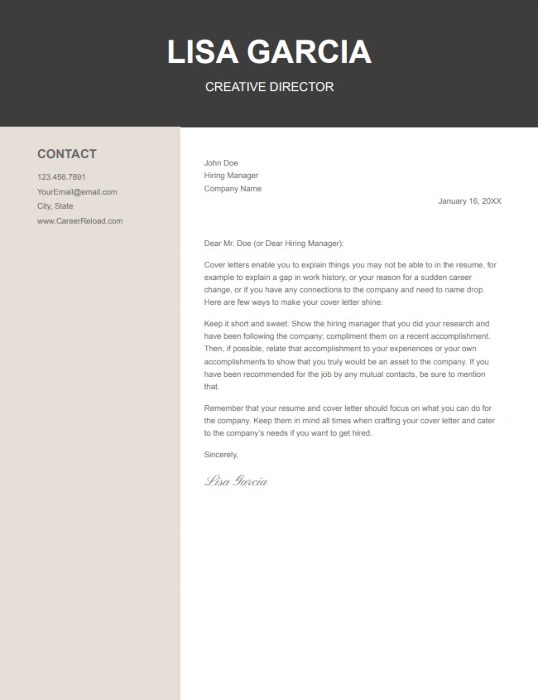 Lisa Garcia Cover Letter Template