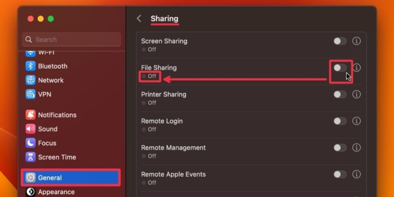 Mac File Sharing Off