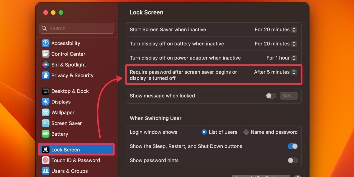 Mac Lockscreen Settings