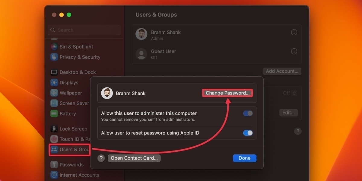 Mac Password Change