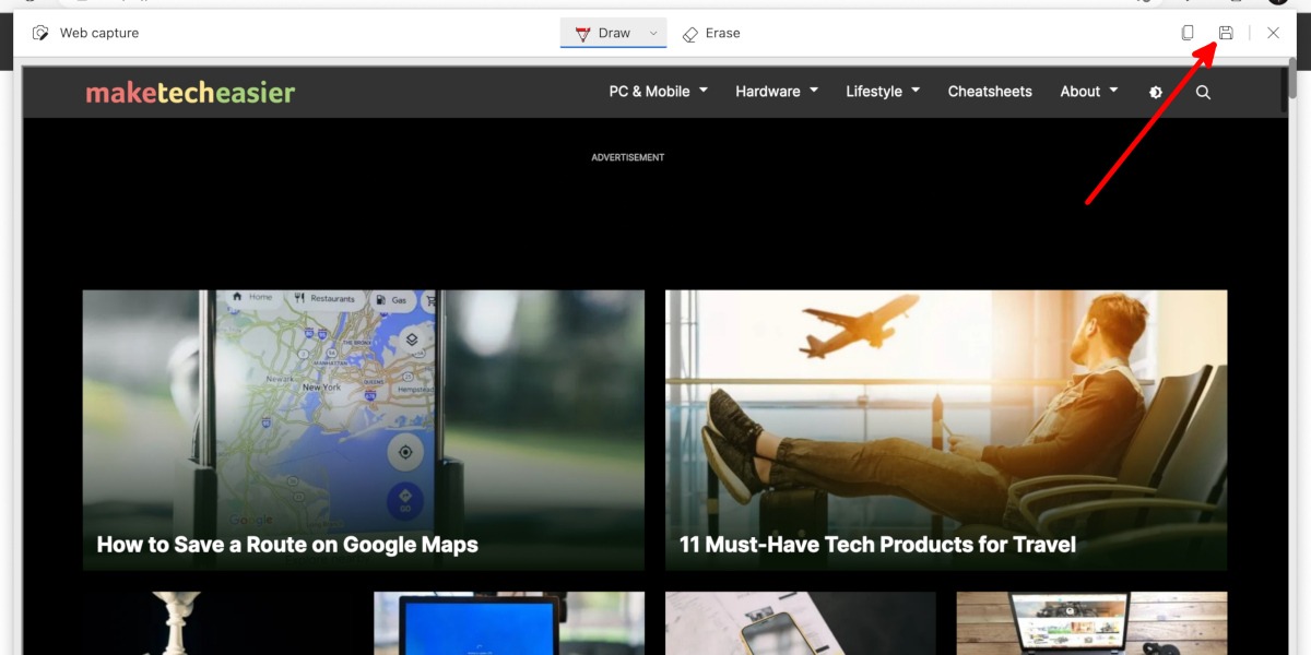 Microsoft Edge Web Capture Save