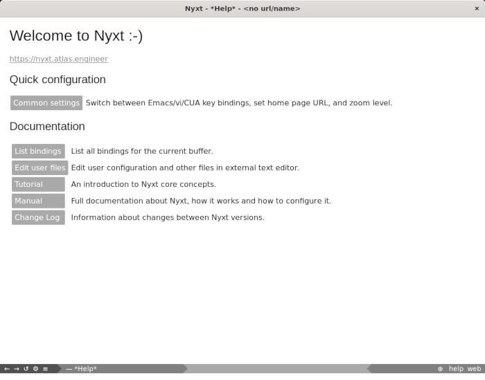 Nyxt Web Browser Linux 02 Default Landing Page