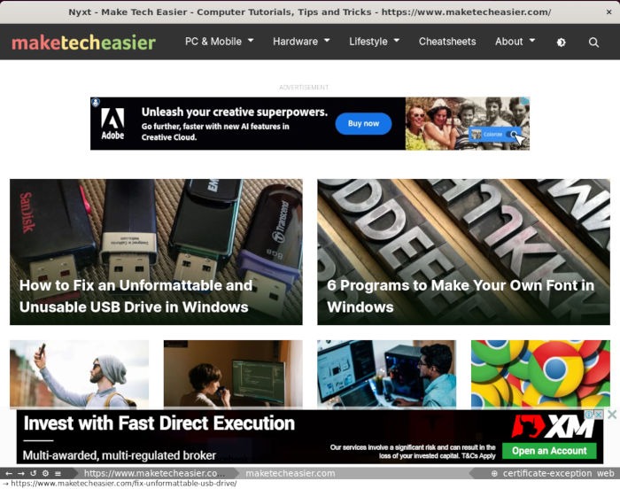 Nyxt Web Browser Linux 09 Loaded Website