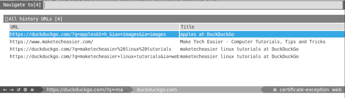 Nyxt Web Browser Linux 22 History List Buffer