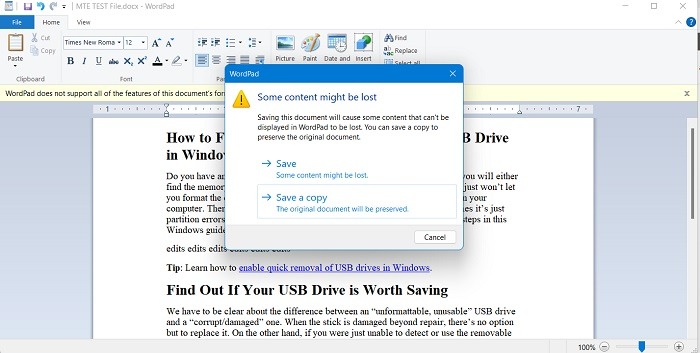 Open Docx No Word Wordpad Save