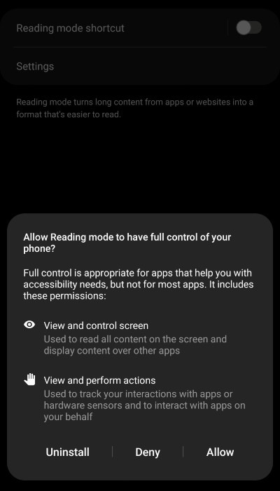 Reading Mode Permissions