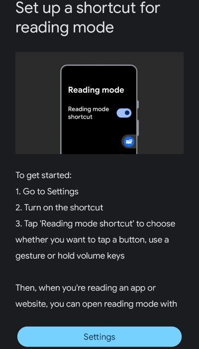 Reading Mode Setup