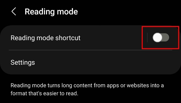 Reading Mode Toggleon