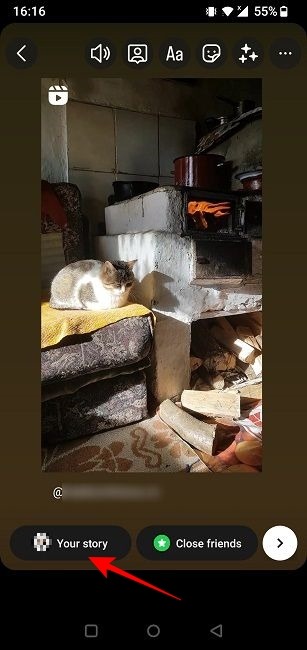 Repost Reel to Story screen on Instagram.