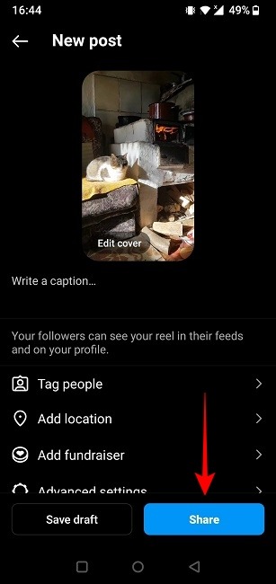 Share Reel repost on Instagram feed. 