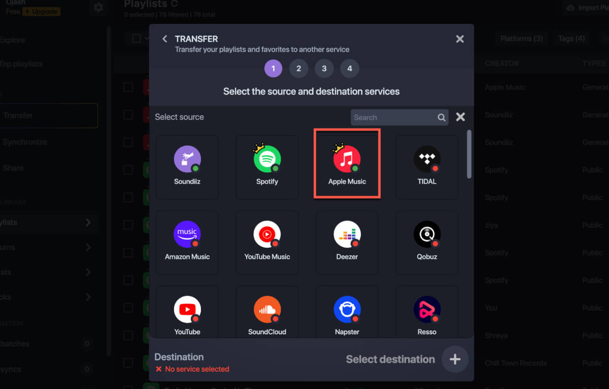 Select Apple Music Transfer Spotify Playlist To Apple Music